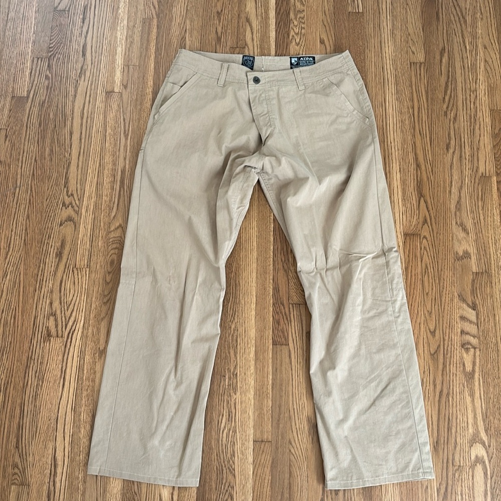 Men’s Kuhl Brand stretch/performance khaki pants. They don’t fit me now.